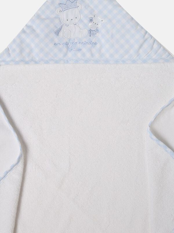 White and Blue Hooded Bath Towel image number 3